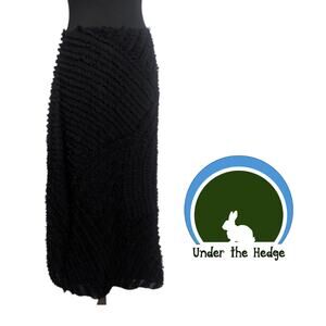 90s Jackie Jon Black Ruffle Chiffon Midi Skirt Size 14 whimsigoth y2k grunge